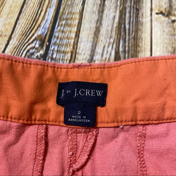 J Crew Coral Pink Scalloped Linen Blend Shorts - Picture 3 of 4